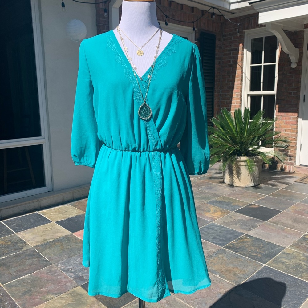 NWOT Alya Faux Wrap Georgette Dress Small S